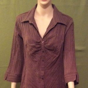 Manhattan Girl Button Down Glitter Blouse Large